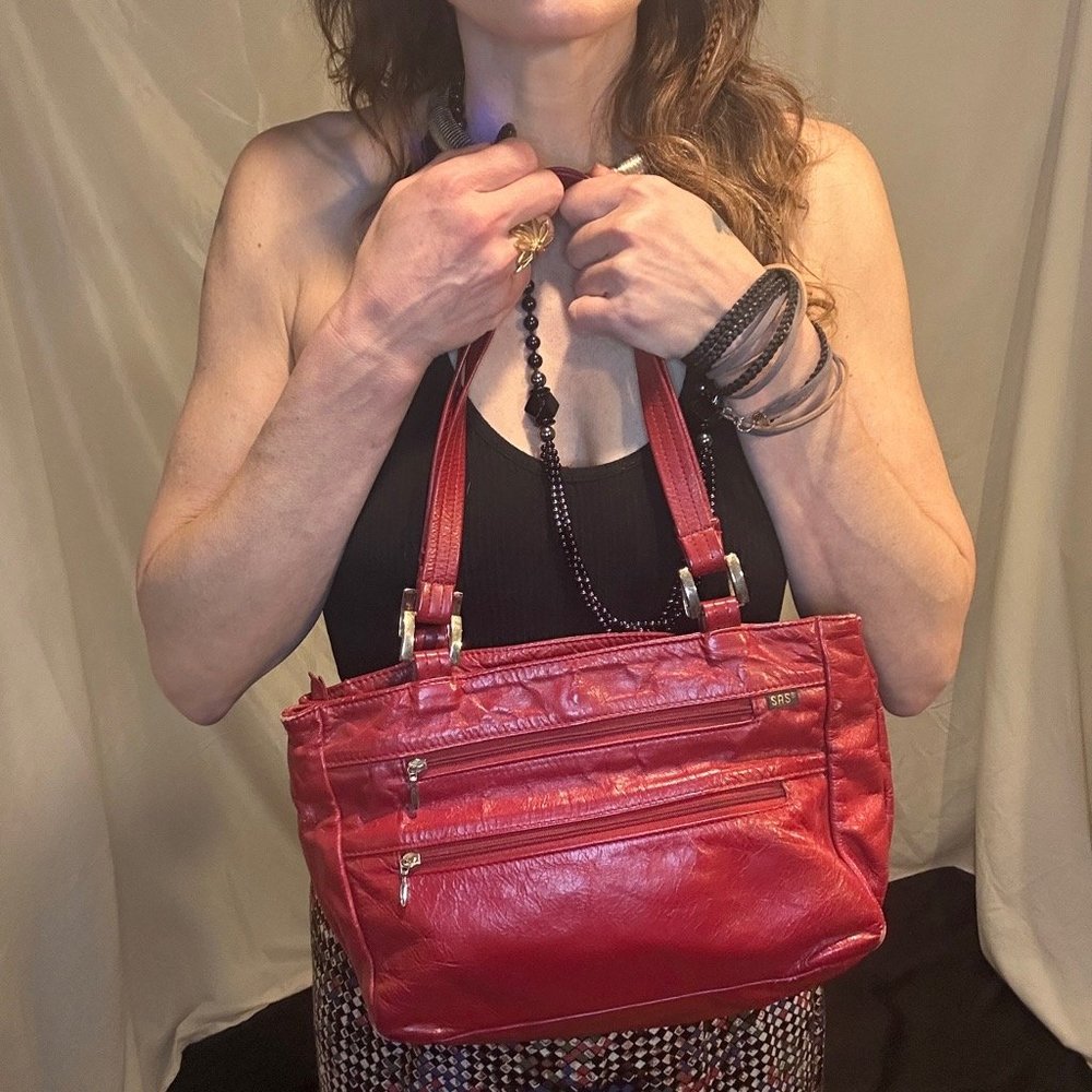 Vintage Red Leather handbag Sas